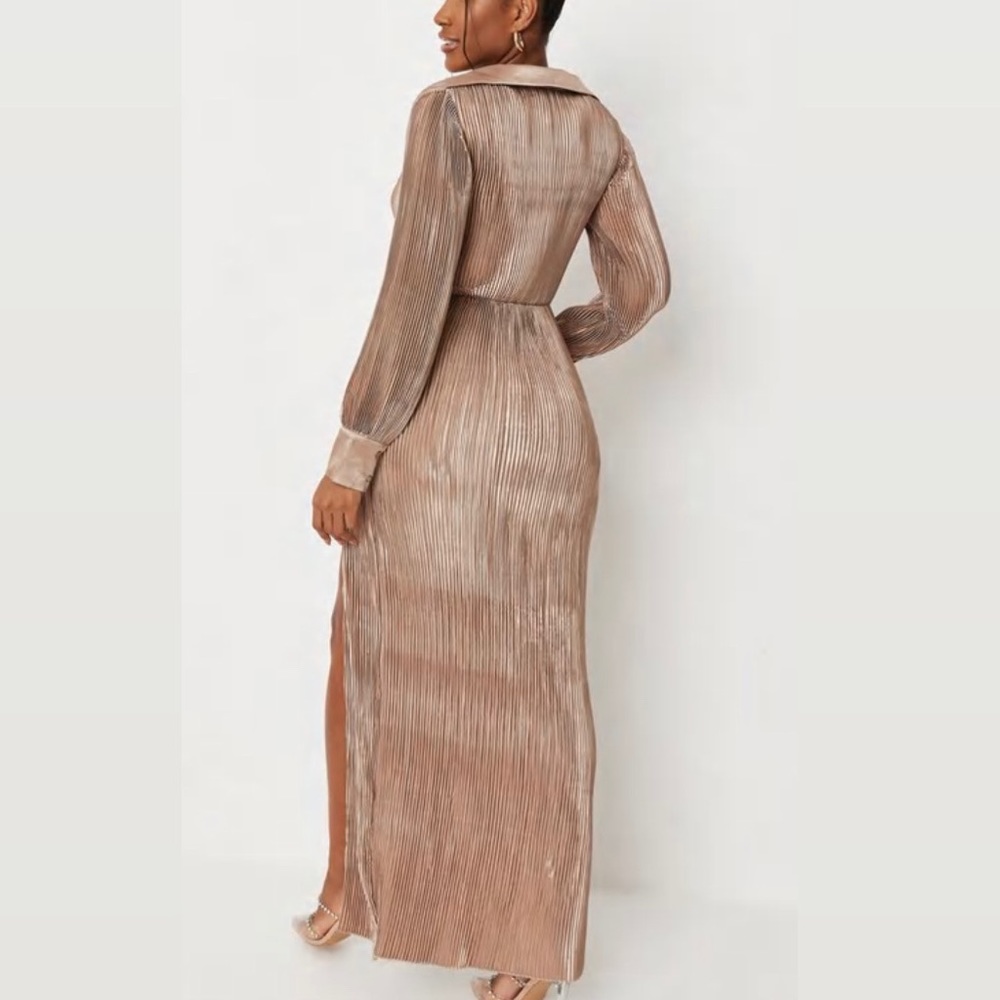 Misguided plisse dress (champagne)